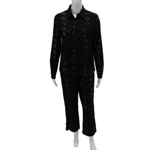 Muze Unisex 2 Piece Bohemian Floral Long Sleeve Suit Jacket Pants Black Size XS
